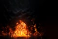 Generative AI Image of Orange Hot Fire Flame with Blank Space on Black Background Royalty Free Stock Photo