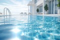 Generative AI Image of Outdoor Swimming Pool with Blue Water in Hotel Resort