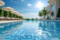 Generative AI Image of Outdoor Swimming Pool at Hotel Resort in Bright Day