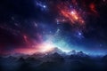 Generative AI Image of Outer Space Landscape with Galaxy Nebula in the Sky