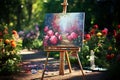 Generative AI Image of Painting of Beautiful Floral in the Park