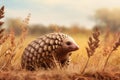 Generative AI Image of Pangolin Animal with Prairie in African Savanna