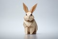 Generative AI Image of Paper Rabbit from Origami Craft on Grey Background