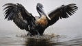 A pelican covered in oil sludge Royalty Free Stock Photo