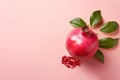 Generative AI Image of Pomegranate Fruit with Blank Space on Pink Background