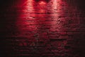 Generative AI Image of Red Brick Wall Pattern Background with Light in Dark Room Royalty Free Stock Photo