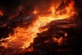 Generative AI Image of Rocks with Hot Molten Lava in the Volcano