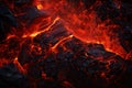 Generative AI Image of Rocks with Red Hot Molten Lava in the Volcano