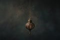 Generative AI Image of Round Islamic Lantern Hanging on Dark Ornament Background