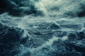 Generative AI Image of Scary Storm Waves in Sea Ocean During Rain