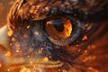 Generative AI Image of Sharp Eye Vision of Eagle Bird with Fire Flame Royalty Free Stock Photo