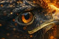 Generative AI Image of Sharp Eye Vision of Eagle Bird with Golden Bokeh Lights Royalty Free Stock Photo