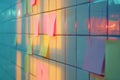Generative AI Image of Sheets of Blank Sticky Notes Sticked on the Ceramic Wall Royalty Free Stock Photo