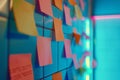 Generative AI Image of Sheets of Sticky Notes Sticked on the Ceramic Wall Royalty Free Stock Photo