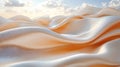 Generative AI Image of Shiny Elegant Peach Fabric Silk Pattern Wave with Cloud Background