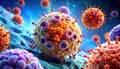 The image features a detailed, colorful depiction of viruses and cellular Royalty Free Stock Photo