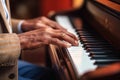 Generative AI Image Showing Close Up Of Senior Man Playing Piano