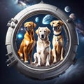 Generative AI image of space dogs