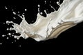 Generative AI Image of Splash of Pure Milk Calcium on Black Background