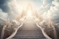 Generative AI Image of Stairway Leading to Heaven Gate with Bright Light from the Sky Royalty Free Stock Photo