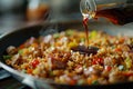 Generative AI Image of Sweet Soy Sauce Poured on Fried Rice Royalty Free Stock Photo