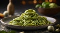 Tallarines Verdes: A Peruvian dish of green noodles, in creamy cheese, milk, and pesto