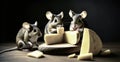 Generative AI image of three mice Royalty Free Stock Photo
