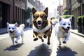 Generative AI image of three running dogs Royalty Free Stock Photo