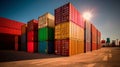 Towering stacks of shipping containers at the bustling port, representing global trade Royalty Free Stock Photo