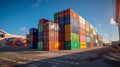 Towering stacks of shipping containers at the bustling port, representing global trade Royalty Free Stock Photo