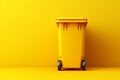 Generative AI Image of Trash Can with Push Wheels on Yellow Wall Background