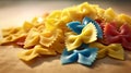Uncooked bowtie pasta, featuring adorable bow-shaped pieces with ridged edges