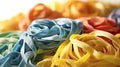 Uncooked tagliatelle pasta: Long, flat ribbons elegantly resting, promising a culinary masterpiece Royalty Free Stock Photo