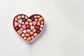 Generative AI Image of Valentine Day with Love Heart Candy Chocolate on White Background Royalty Free Stock Photo