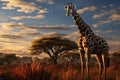 Generative AI Image of Wildlife Animal African Giraffe in the Savanna Royalty Free Stock Photo
