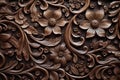 Generative AI Image of Wood Carving Floral Flower Seamless Pattern