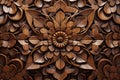 Generative AI Image of Wood Carving Flower Ornament Seamless Pattern