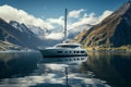 Generative AI Image of Yacht in the Sea with Beautiful Nature View in Bright Day