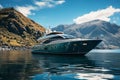 Generative AI Image of Yacht in the Sea with Hills Nature View in Bright Day