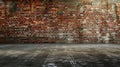 Generative AI Industrial background, empty grunge urban street with warehouse brick wall business concept. Royalty Free Stock Photo