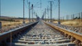 Generative AI Infrastructure development project with laying of railway tracks equipped with overhead electric pol
