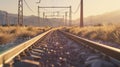 Generative AI Infrastructure development project with laying of railway tracks equipped with overhead electric pol