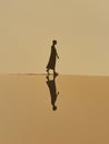 figure of woman walking reflected on the water - Generative Ai