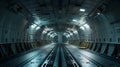 Generative AI An interior of an empty cargo hold of an airplane business concept. Royalty Free Stock Photo