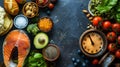Generative AI Intermittent fasting IF and ketogenic diet concept with 8hour clock timer for eating nutritional or