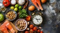 Generative AI Intermittent fasting IF and ketogenic diet concept with 8hour clock timer for eating nutritional or