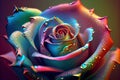 Generative AI: Iridescent rose Soft flower in a black background