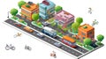 Generative AI Isometric City Urban Elements-