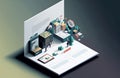 Generative AI of Isometric concept illustration of business analysis