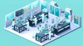 Generative AI Isometric Hospital Interior- Royalty Free Stock Photo